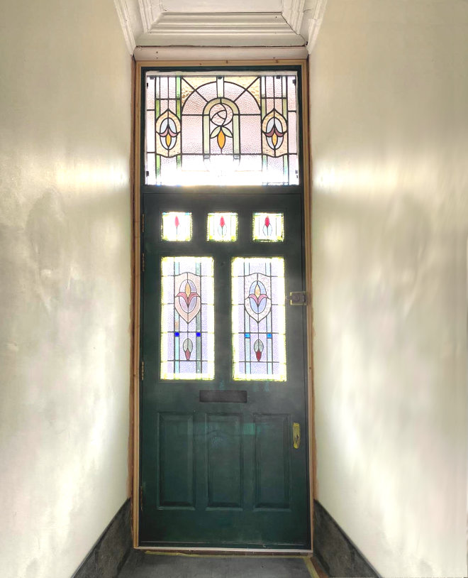 Replica Victoiran door containing original glass